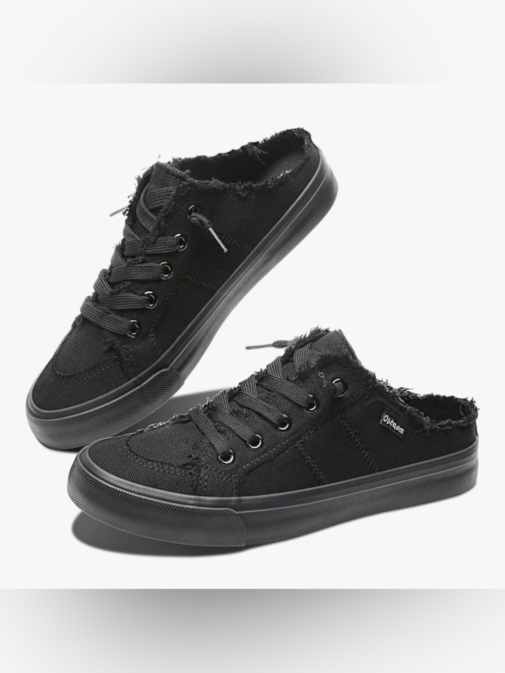 Obtaom Canvas Mules Sneakers Comfortable Slip-On Backless Shoes 10 NWOT black